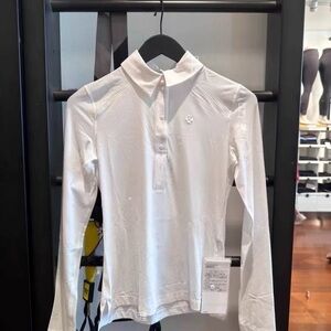 5-24 Size 10 NWT lululemon Quick Dry Long Sleeve Polo Straight Hem WHT